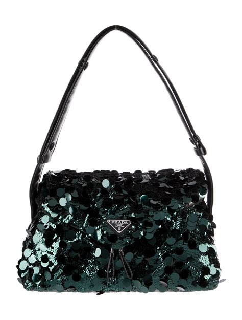 sac prada paillettes|PRADA Paillettes Vitello Signaux Bag Black.